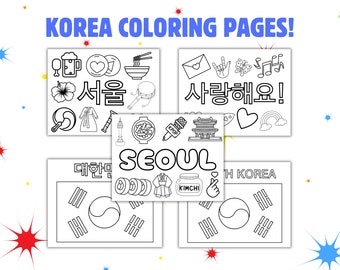 Korea Travel Coloring Pages, Asia Coloring Pages, Flag Coloring, Kids Activity