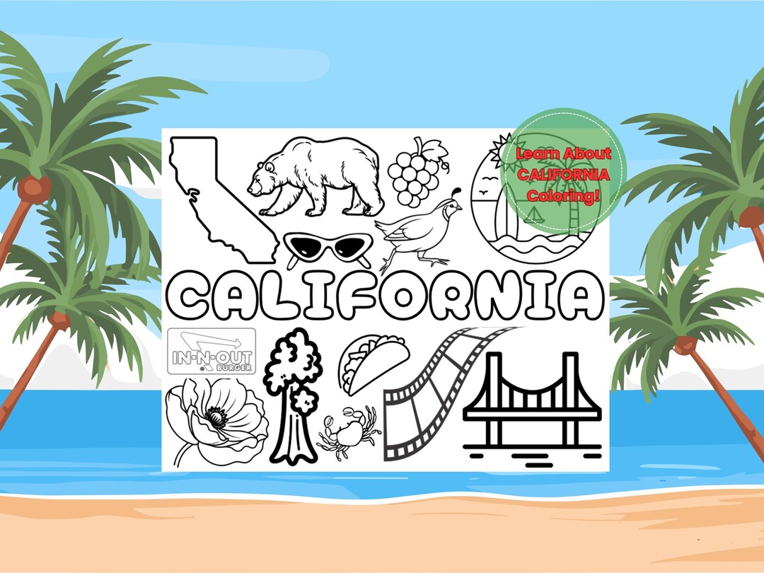 California Coloring Page | Instant Download | California Travel ...