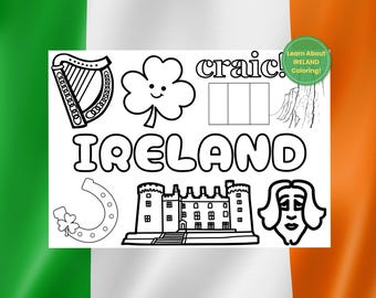 Ireland Coloring Page | Instant Download  | Ireland Travel Activity