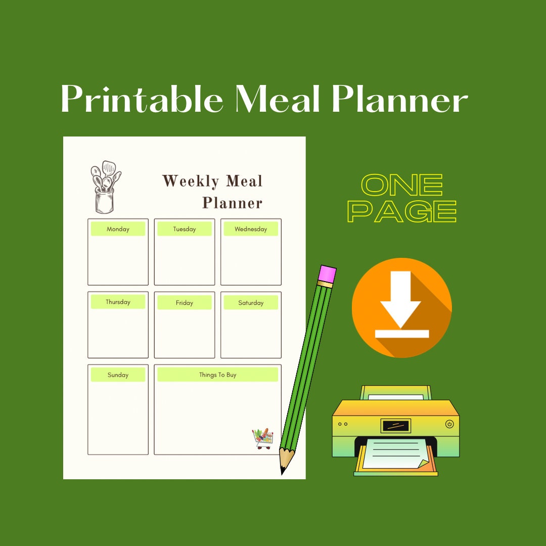 Weekly Meal Planner and Grocery List Google Sheets Digital Template ...