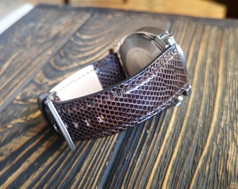 Lizard Leather Watch Strap: Coffee Brown, Custom Size