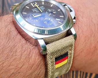 Washed Canvas Watch Strap: Sand Color, Distressed Rolled Band