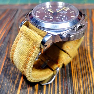 Canvas watch strap,Distressed Double rolled washed canvas watch strap,faded mustard colornot yellow,for 20mm,22mm,24mm,26mm,28mm zdjęcie 2