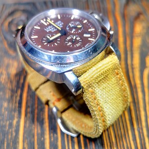 Bracelet de montre en toile,Bracelet de montre en toile lavée double laminé vieilli,couleur moutarde délavée pas jaune,pour 20 mm,22 mm,24 mm,26 mm,28 mm image 4