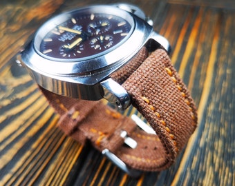 Canvas watch strap,Double rolled washed canvas watch strap,very light Brown color,for 20mm,22mm,24mm,26mm,28mm,custom size