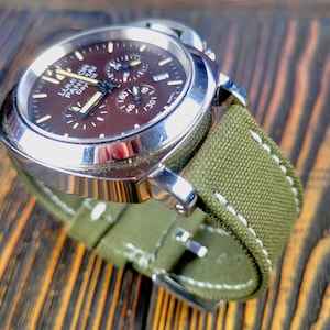 Canvas watch strap,Double rolled washed canvas watch strap,olive green color,for 20mm,22mm,24mm,26mm,28mm,custom size