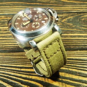 Canvas watch strap,Double rolled washed canvas watch strap,the color is a Very Light Khaki,for 20mm,22mm,24mm,26mm,28mm,custom size