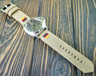 Washed Canvas Watch Strap: Sand Color, Double Rolled, Custom Size