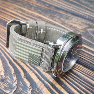 Canvas watch strap,Double rolled  washed canvas watch strap,light Olive color,for 20mm,22mm,24mm,26mm,28mm,custom size