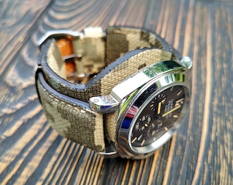 Camouflage Canvas Watch Cuff, Custom Size Watch Strap