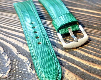 Lizard leather watch strap,Lizard leather watch band,Green color,watch strap for 20mm,22mm,24mm,26mm,28mm,custom size