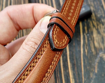 Leather watch strap,Buttero leather watch band,Brown color,double stitching,watch strap for 18mm,20mm,22mm,24mm,26mm,28mm,custom size