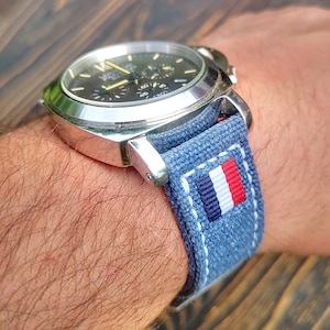 Canvas watch strap,Double rolledwashed canvas watch strap,Navy Blue color,for 20mm,22mm,24mm,26mm,28mm,custom size