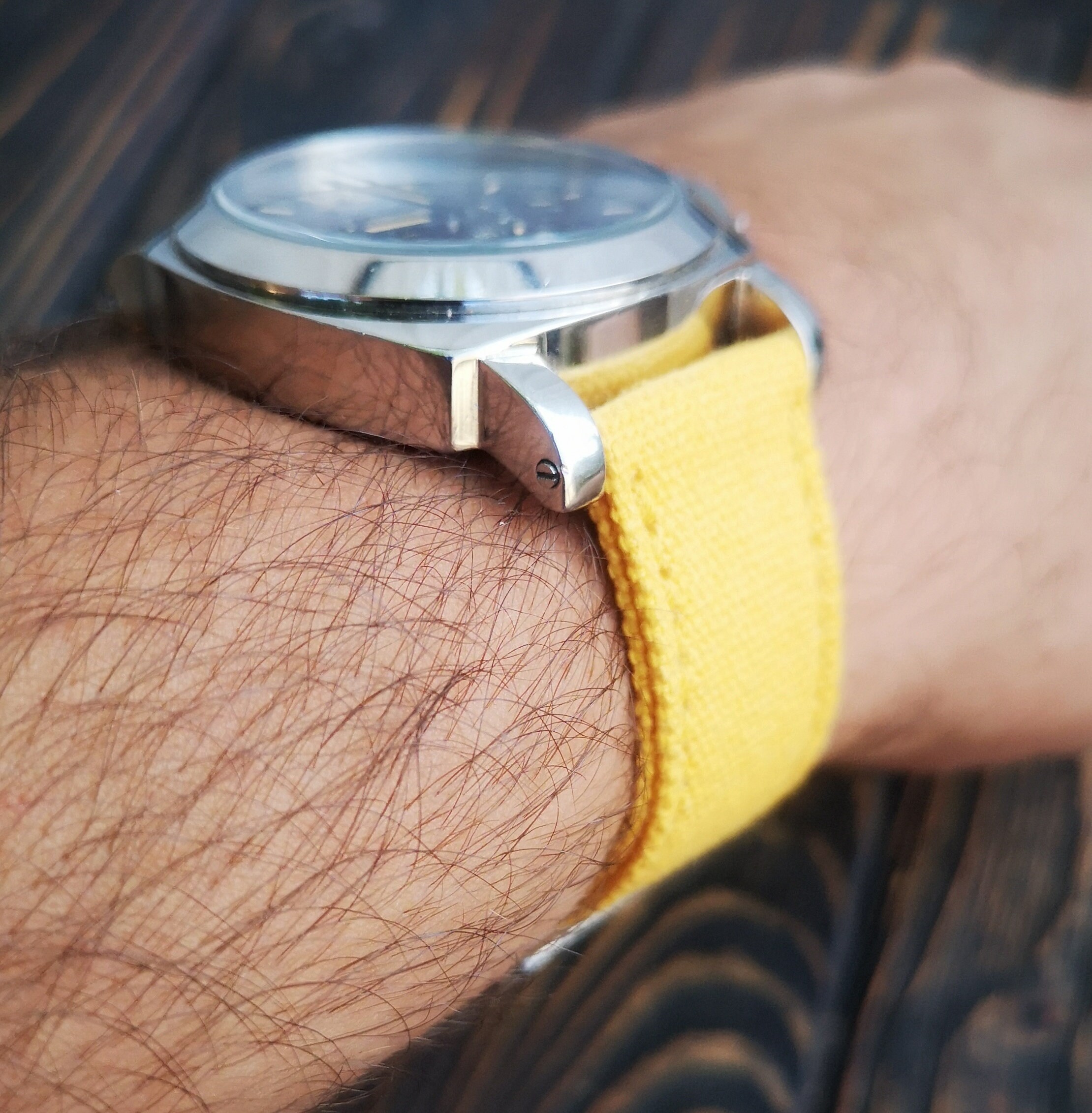 Canvas Watch Strap,double Rolled Canvas Watch Strap Yellow Color,for 20mm,22mm,24mm,26mm,28mm