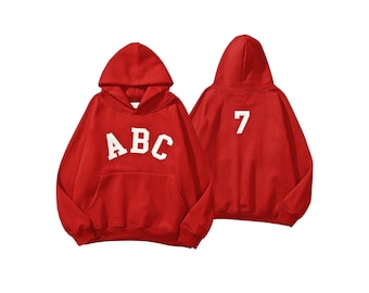 OVERSIZED ABC HOODIE - Streetwear Hoodie - Oversized Hoodie - Y2K Style Sweatshirt - Oversized Sweatshirt - Trendy Hoodie - College Hoodie