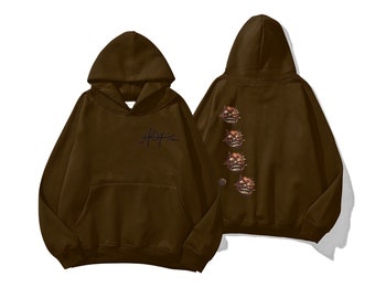 Oversized Brown HipHop Hoodie - Rapper Oversized Hoodie - Graphic Hoodie - Y2K Trendy Hoodie - Oversized Sweatshirt - Streetwear Hoodie