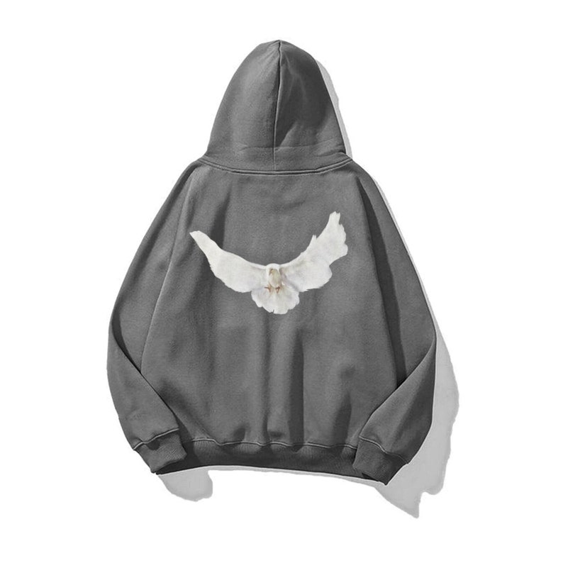 Gray Pigeon Hoodie Oversized Hoodie HipHop Style Cool Hoodie Graphic Hoodie Oversized Sweatshirt Streetwear Hoodie Gift For Him zdjęcie 2