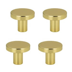 Set van 4 elegante meubelknoppen in geborsteld goud, diameter 2,5 cm, ideaal voor de styling van diverse meubels.