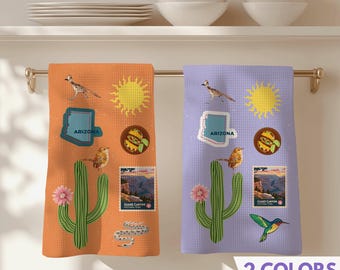 Arizona Kitchen Towel Microfiber Absorbent Textile Southwest Themed Gift Cactus Hummingbird Pattern Snake Design Western Style AZ Dish Cloth