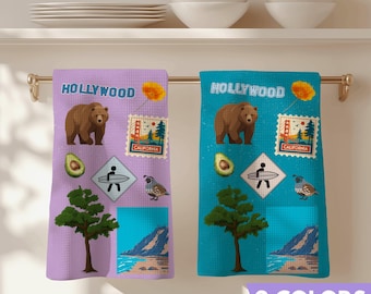 California Kitchen Towel for Kitchen Tea Towel Gift Microfiber Travel Souvenir California Themed Housewarming Gift Golden State Pride