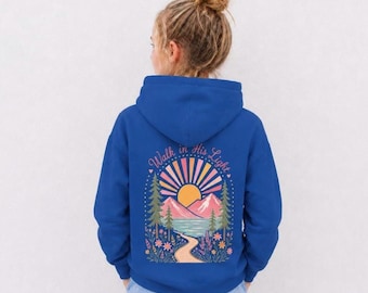 Sudadera con capucha para niña con diseño de fe cristiana, sudadera de campamento, ropa escolar, ropa espiritual juvenil, regalo para hija, jersey de felpa suave, ropa de Jesús