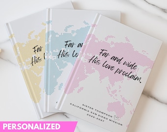 Custom Missionary Journal Hardcover Lined Personalized Notebook Sister Missionary Farewell Gift Idea Departure Keepsake Book Religious