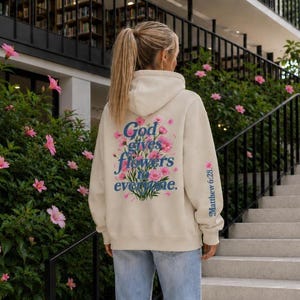Christian Faith Hoodie Teen Girl Sweatshirt Pink Floral Design Matthew Verse Scripture Clothing Bible Passage Inspirational Apparel Soft Comfortable Pullover Women Religious Gift Best Friend Present Back School Casual Wear Beautiful