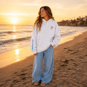 Christian Pullover Teen Girl Pink Floral Faith Hoodie Matthew Scripture Verse Clothing Religious Apparel Bible Passage Inspirational Sweatshirt Soft Comfortable Women Gift Best Friend Present Beautiful Design Details Casual Daily Wear