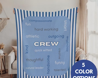 Custom Name Blanket Personalized Teen Boy Gift for Son Graduation Present Blue Striped Plush Blanket Velveteen Throw Birthday Keepsake