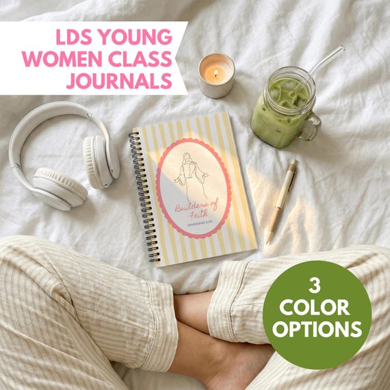 LDS Young Women Journal Builders of Faith Messengers Hope Gatherers Light Lined Notebook Spiral Binding Girls Camp Gift Birthday Present