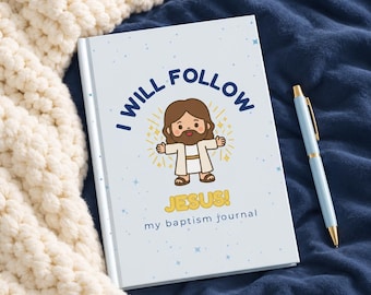 Diario de bautismo para niño, recuerdo religioso, cuaderno personalizado de tapa dura con líneas azules, libro de escritura, diario de fe para seguir a Jesús, regalo para el bautismo de un hijo.