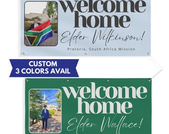 Missionary Homecoming Banner Welcome Home Mission Poster for Returned Elder Sign Airport Arrival Greeting Display Personalized Sister