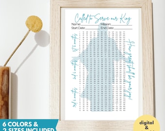 LDS Sister Missionary Gift Called to Serve Mission Countdown Poster Printable Wall Art Missionary Farewell Gift Tracker Mission Mom Print