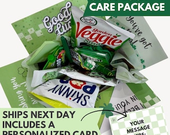 Good Luck Gift Box Care Package College Student Finals Survival Kit Comfort Box Green Snack Encouragement Bundle New Job Celebration Present
