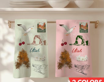 Utah Kitchen Towel Tea Microfiber Dish Cloth Quick Dry Absorbent Hand Rag Southwestern Style Textile Travel Home Decor UT Themed Gift State