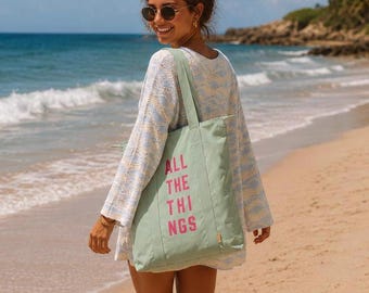 Bolso de mano bordado, bolso de hombro personalizado, bolso de viaje con monograma, cierre de cremallera, lleva todo lo necesario, regalo moderno para mamá, iniciales personalizadas