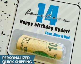 Birthday Money Card Holder Teen Boy Bday Gift Personalized Cash Envelope Teenager Present Tween Cash Card Holder Bff Birthday Gift Grandkids