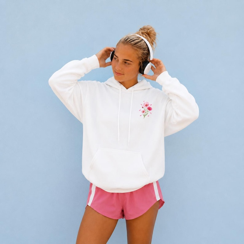 Christian Hoodie Teen Girl Sweatshirt Pink Faith Apparel Jesus Floral Clothing Bible Verse Gift for Women Scripture Clothing Soft Pullover White