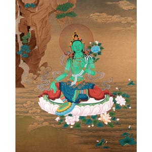 Green Tara Canvas Print | High Quality Digital Giclee Print | Empower Your Space with Green Tara | The Mother of Liberation in Canvas Art