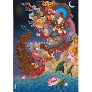 High-Quality Canvas Print of The Divine Mother Ganga | Hindu Deity Maa Ganga Giclee Print to Elevate for Divine Protection | Nepal Art