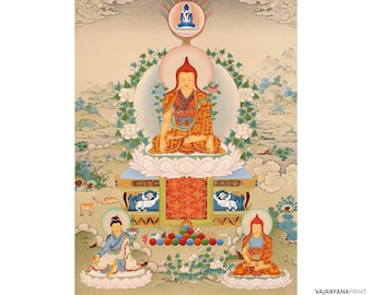 Master Longchenpa Thangka Print | High Quality Giclee Canvas Art | Tibetan Spirituality Meets Artistic Expression | For Spiritual Awakening