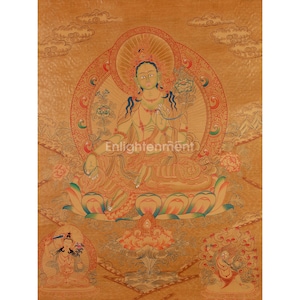 Tibetan Green Tara Thangka | Healing Female Deity | Goddess Tara | Wall Hanging | Yoga Meditation Canvas Art | Buddhist Art | Zen Buddhism