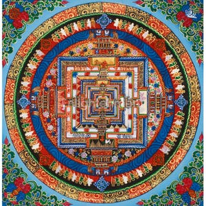 Traditional Kalachakra Mandala Thangka | Hand-Painted Tibetan Buddhist Wheel of Time Art | Sacred Mandala for Meditation and Decor