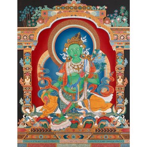 Green Tara Thangka Print | Green Tara Goddess | Drolma Mother Tara | Himalayan Handpainted Thangka Art | Green Tara Bodhisattva | Nepal Art