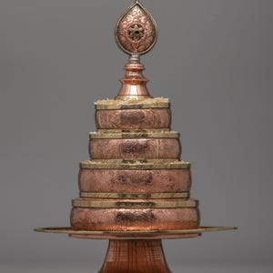 Exquisite Copper Mandala Stupa for Buddhist Rituals and Meditation | Ritual Copper Mandala