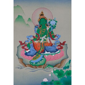 Tibetan Arya Tara Thangka | Hand-Painted Green Tara Painting | Traditional Artwork | Female Bodhisattva | Karma Gadri Style