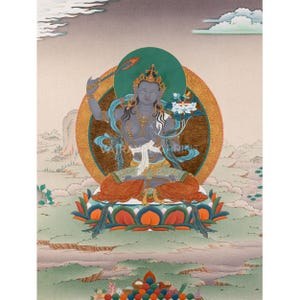 Discover Wisdom With Black Manjushree Thangka Print |  Thangka Print of Wisdom | Enigmatic Enlightenment | Buddhist Depth in Black