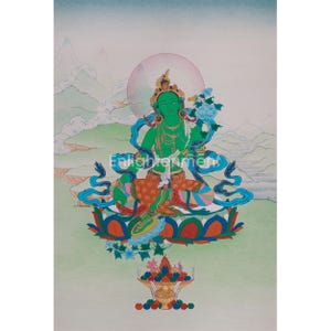 Green Tara, Goddess of Compassion Thangka | Hand-Painted Arya Tara | Tibetan Wall Art | Bodhisattva of Compassion & Protection | Home Decor