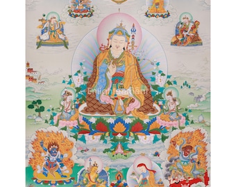 The Eight Manifestations of Padmasambhava | The Vajra Guru’s Divine Forms | Traditional Hand Painted Guru Sangye Thangka | Large Artwork