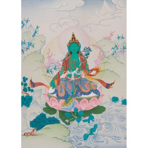 Verdant Majesty: Goddess Jetsun Drolma (Green Tara) | Masterpiece of Iconographic Precision | Uniquely Painted Mother Tara
